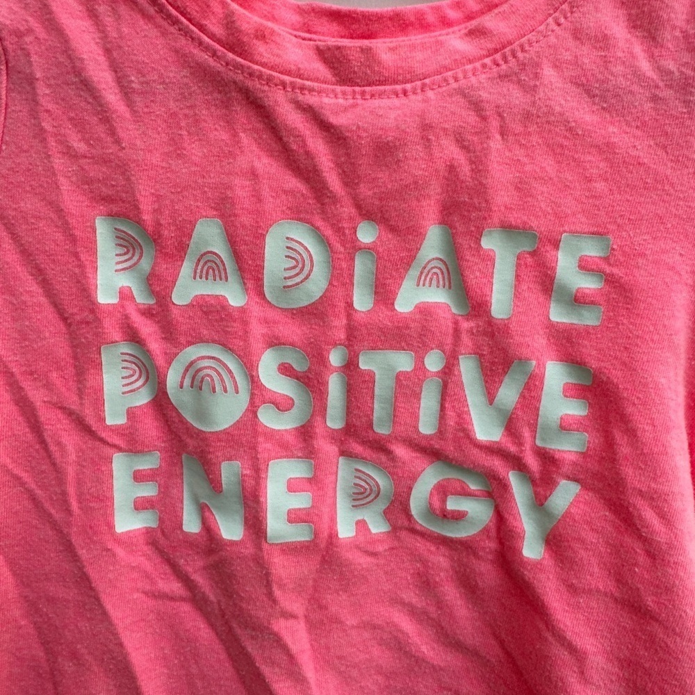 Cat & Jack 2T Girls Pink Short Sleeve Tee Shirt Blouse Radiate Positive Energy - Picture 2 of 7